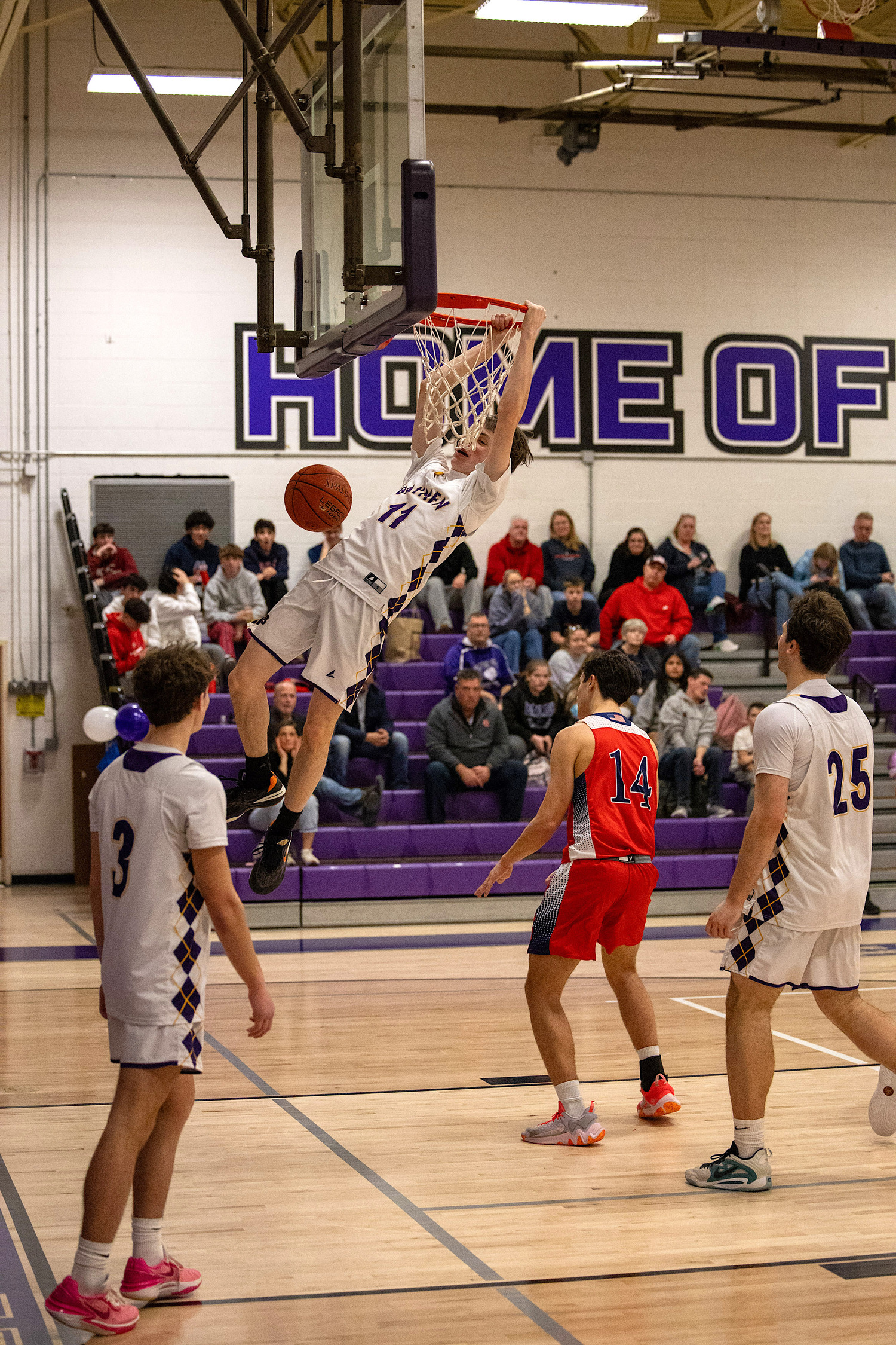 Senior guard and forward Patrick Donahue dunks the ball. MICHAEL O'CONNOR