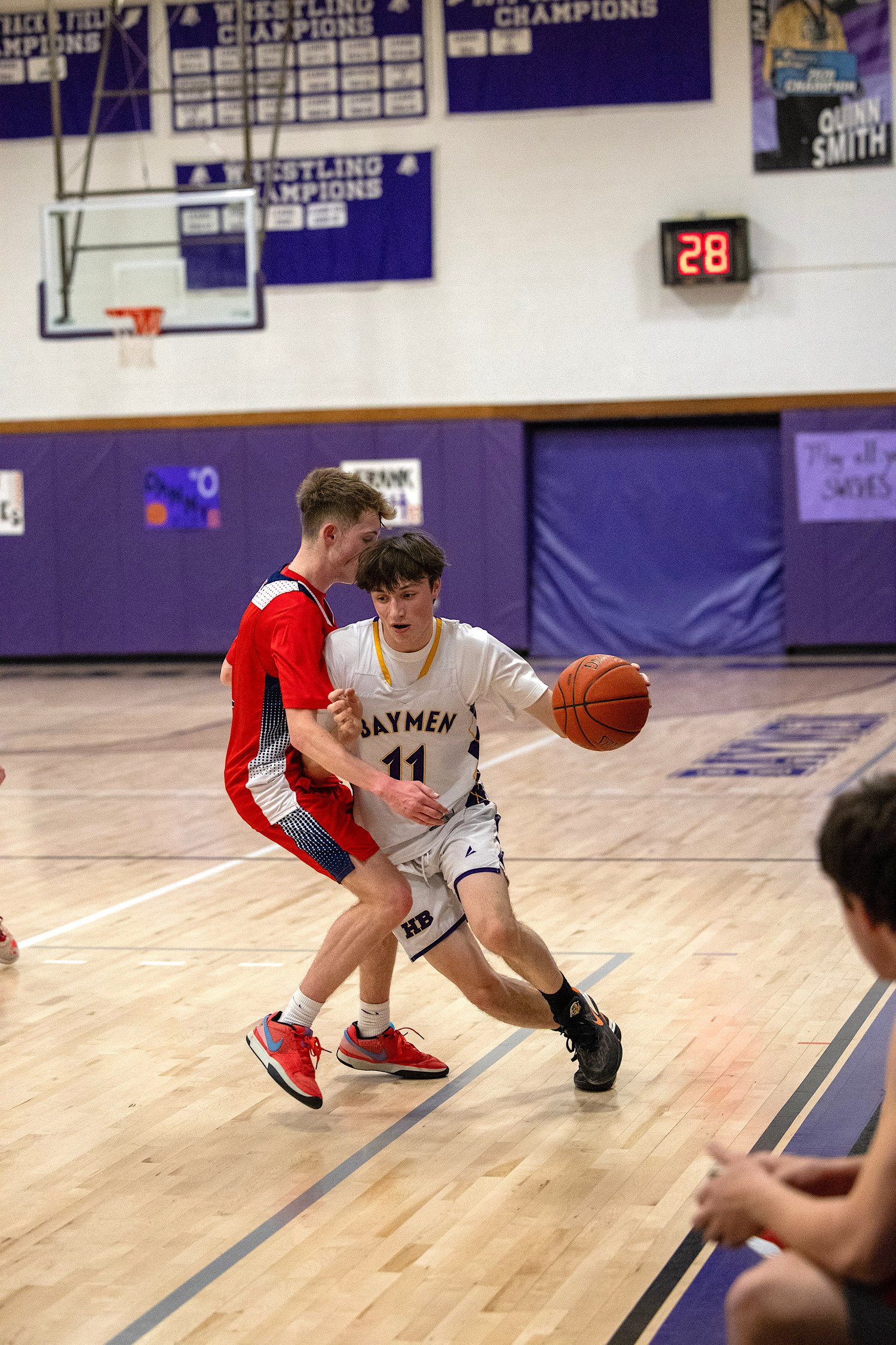 Senior guard and forward Patrick Donahue drives down the sideline. MICHAEL O'CONNOR