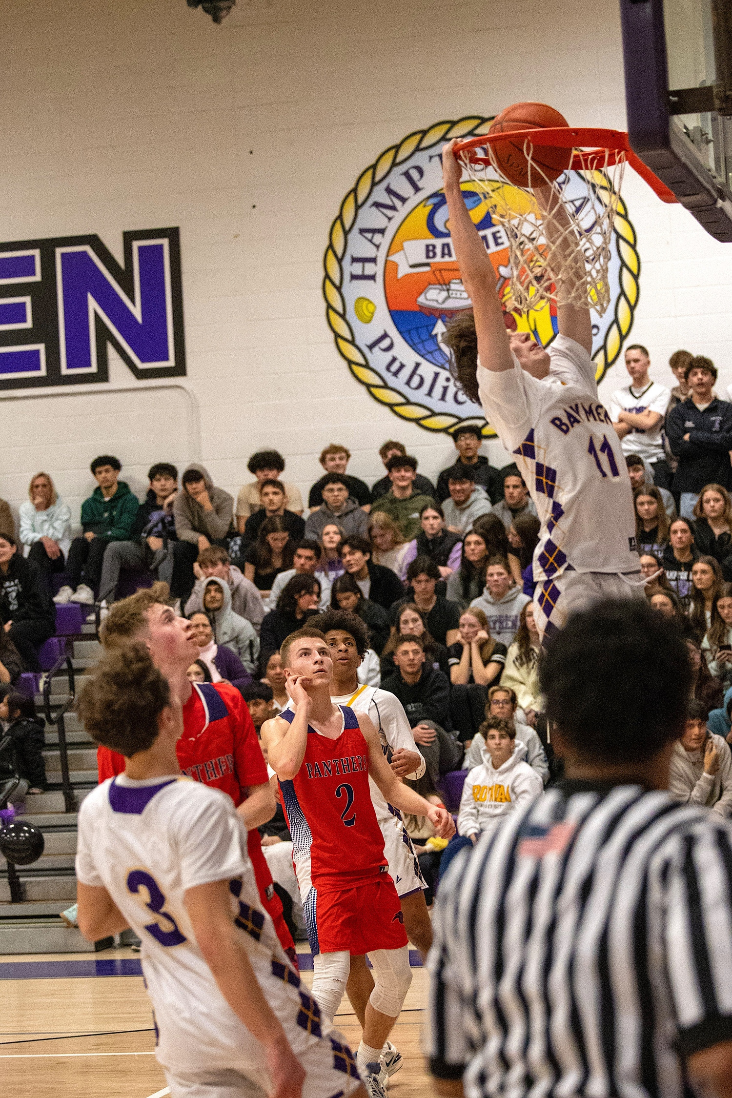 Senior guard and forward Patrick Donahue with a dunk. MICHAEL O'CONNOR