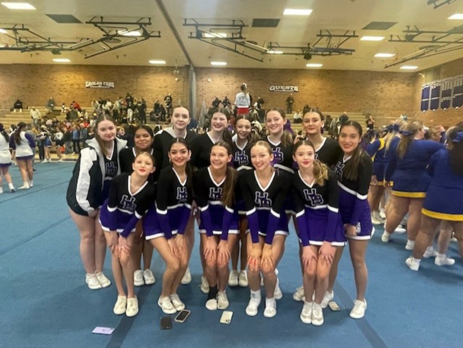 The Hampton Bays High School competitive cheerleading team will compete in the Suffolk County Championship on February 17. COURTESY HAMPTON BAYS SCHOOL DISTRICT