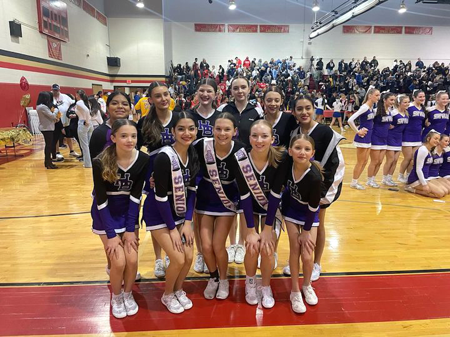 Hampton Bays' cheerleading team competed at the Suffolk County Championships for the first time since 2020. COURTESY ELISE FLYNN