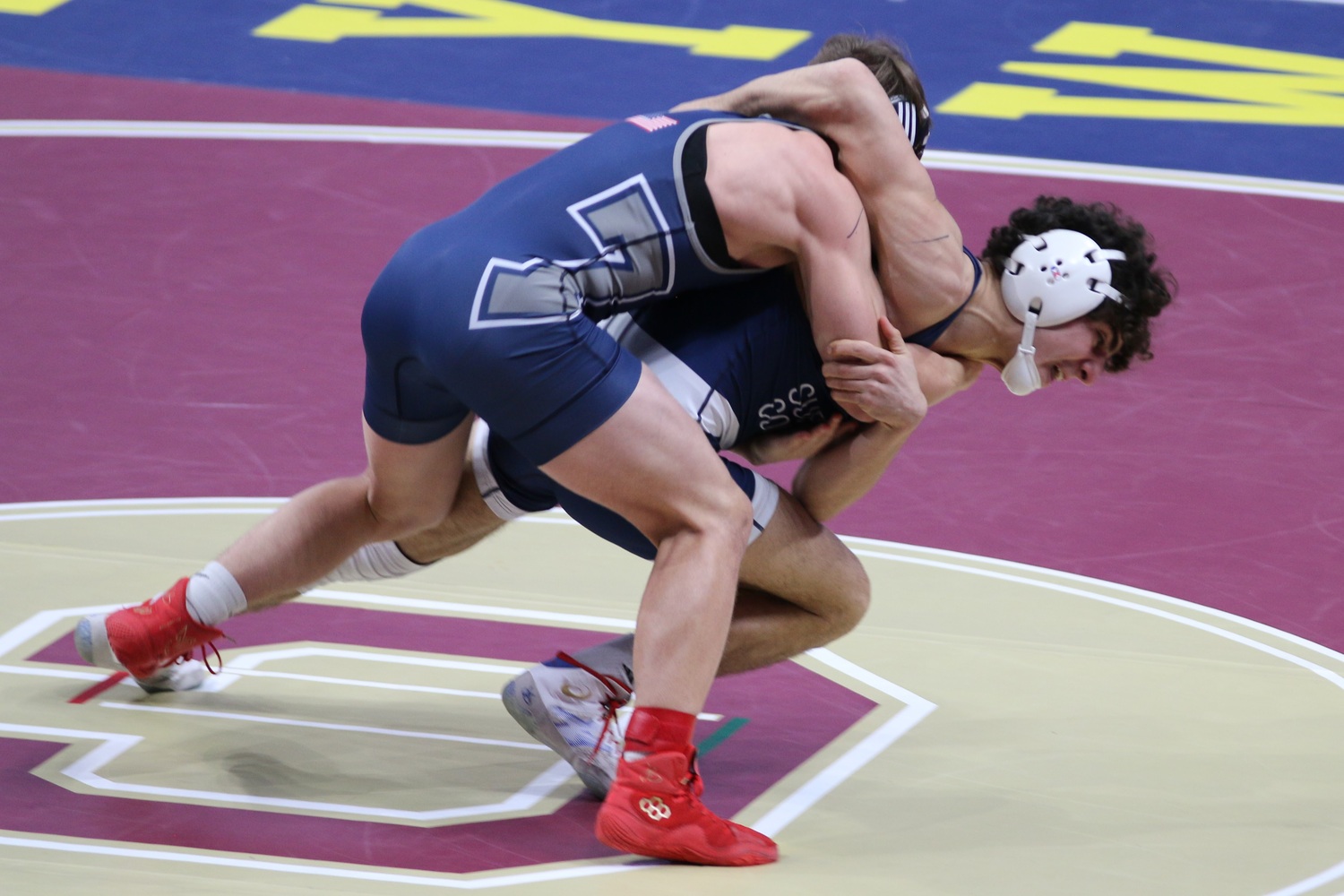 Southampton's Jack Nastri tangles up with his opponent at the state tournament.  ERIC NASTRI