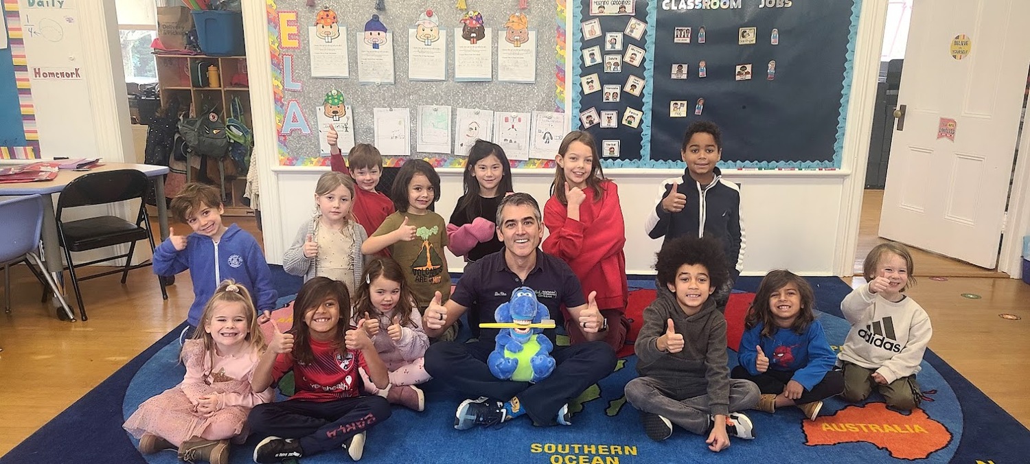 Dr. Victor Grazina from Facing the Future Orthodontics visited Sagaponack School for the annual dental hygiene and wellness discussion on Friday, February 2.  COURTESY SAGAPONACK SCHOOL