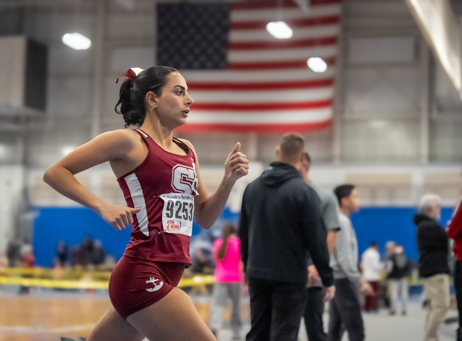 Southampton senior Jeorgiana Gavalas ran in both the 1,000- and 1,500-meter races at last week's state qualifier.   RON ESPOSITO