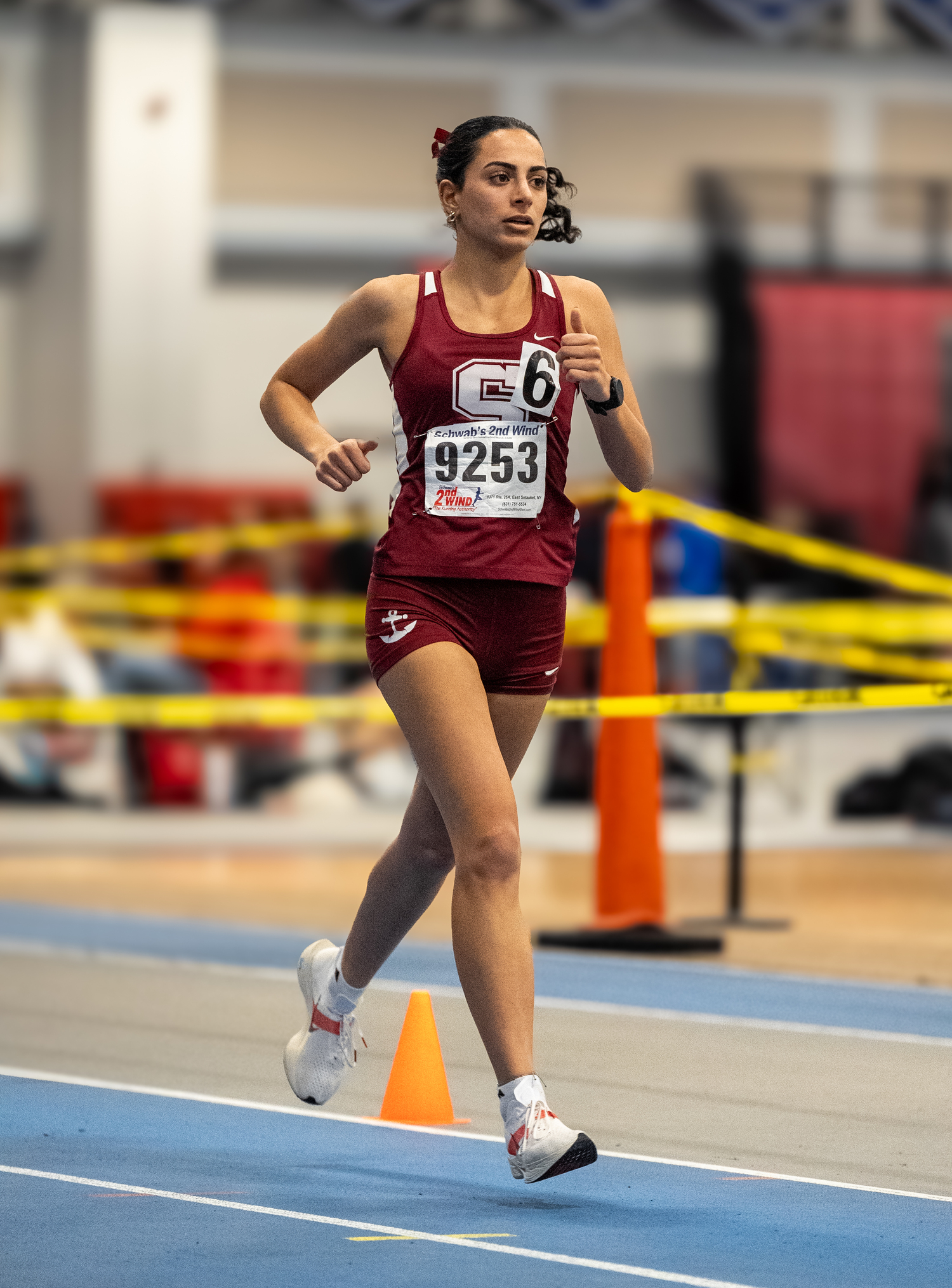 Southampton senior Jeorgiana Gavalas ran in both the 1,000- and 1,500-meter races at last week's state qualifier.   RON ESPOSITO