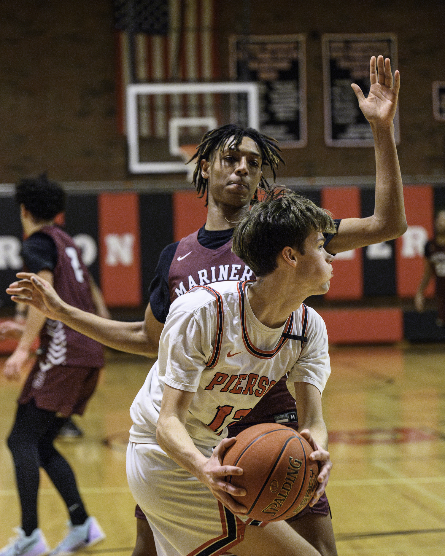 Southampton's Nikai Pierson smothers Pierson's Ryan Ziemer.  MARIANNE BARNETT