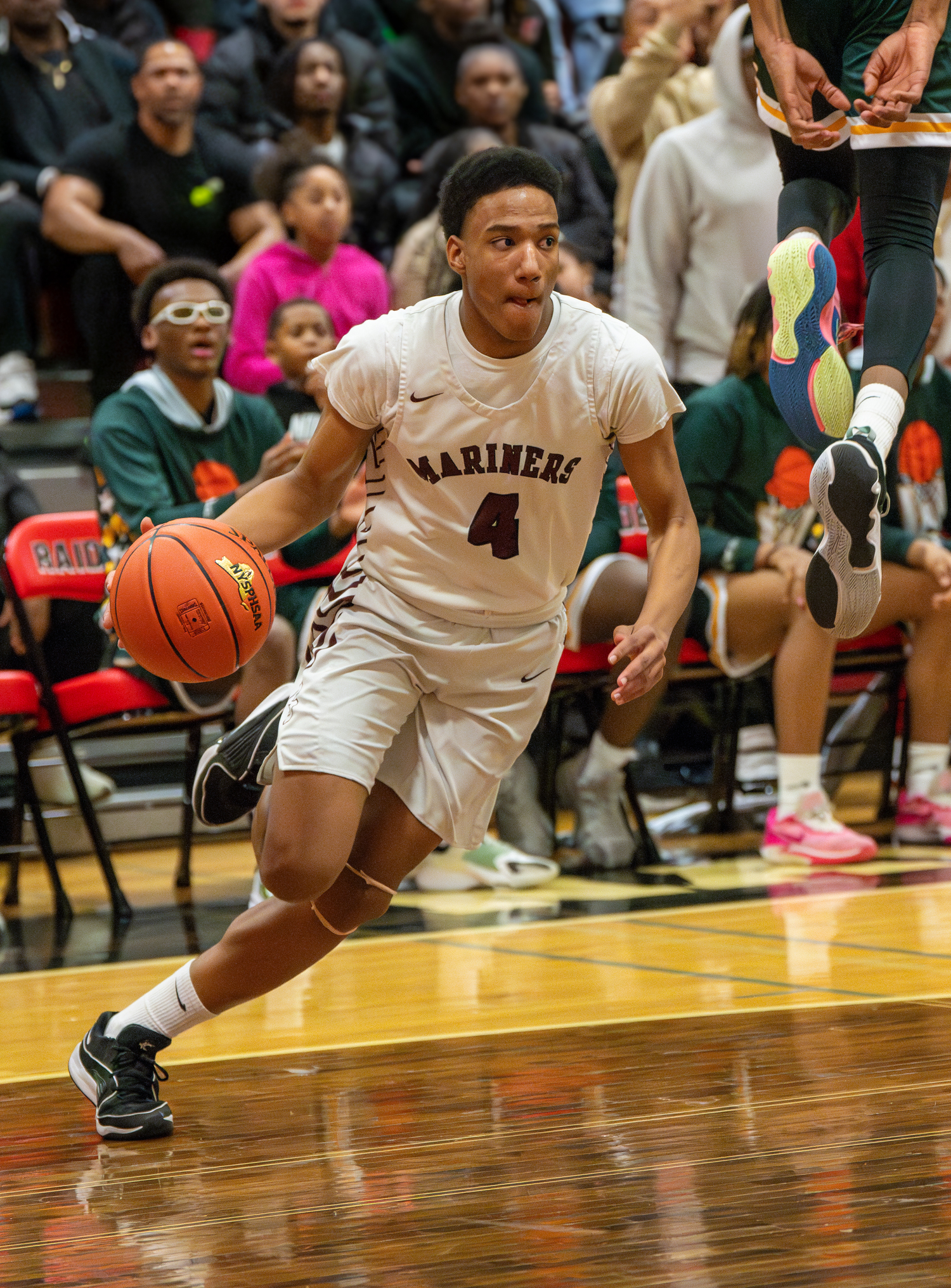 Southampton junior Davon Palmore only scored five points on Tuesday night but each point was critical in the Mariners' 70-65 victory.  RON ESPOSITO