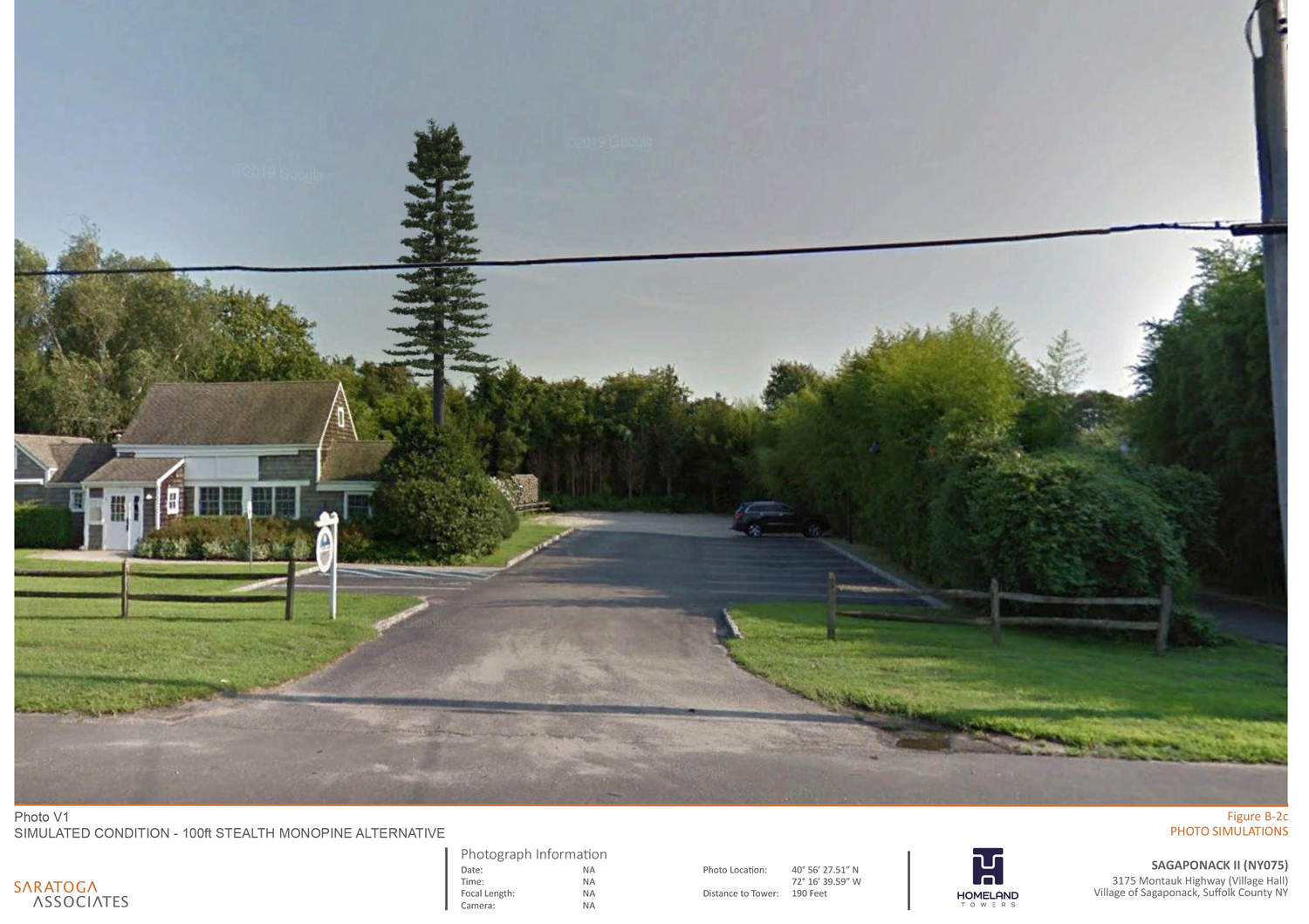 A proposed cell tower erected behind Sagaponack Village Hall will provide better service for village residents and visitors, as well as volunteer ambulance and fire department crews.      COURTESY SAGAPONACK VILLAGE