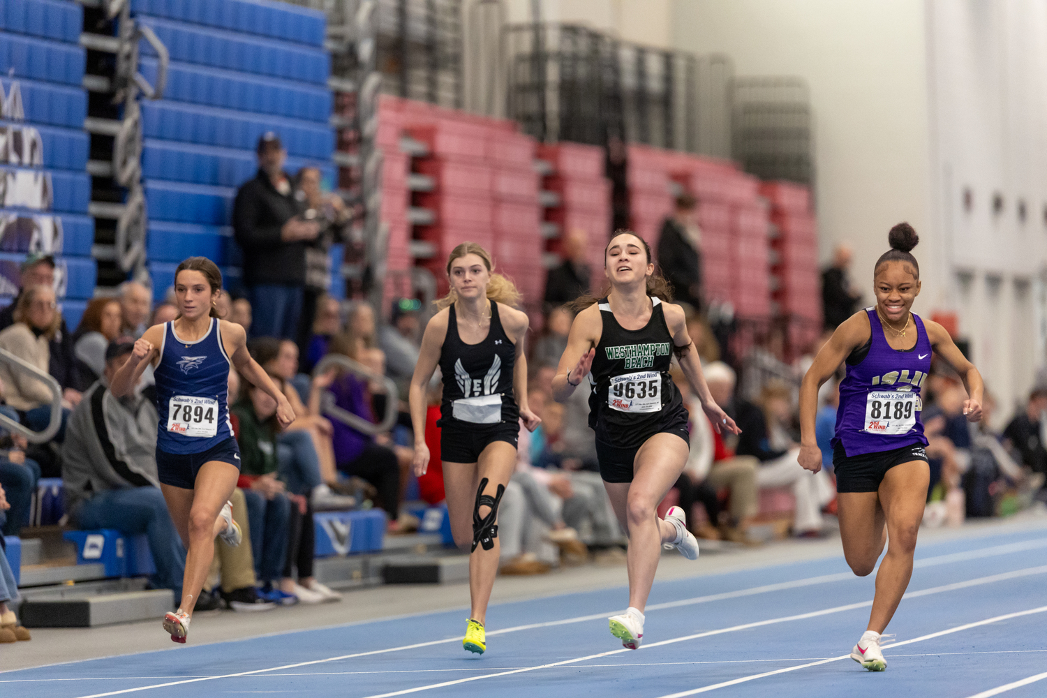 Westhampton Beach junior Halle Geller placed third in the 55-meter dash at the Small Schools Championships on Sunday.   RON ESPOSITO