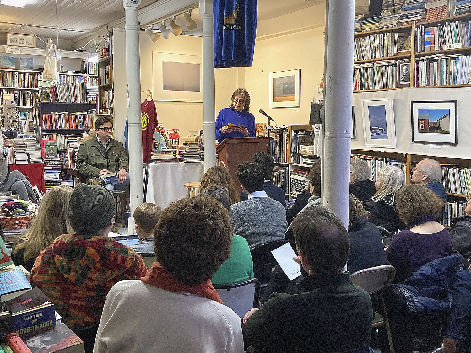 Susan Merrell does a reading at Canio's Books in Sag Harbor on Saturday in honor of John Steinbeck's birthday.  KYRIL BROMELY