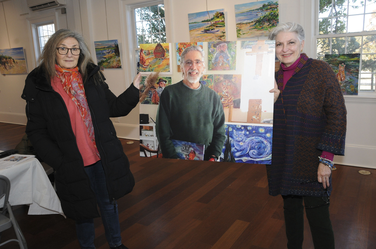 Lynn Martell and Donna Corvi at the Artists Alliance of East Hampton's (AAEH) memorial weekend of exhibition, prayers and receptions celebrating the life of, long-time AAEH Board Member, and co-founder of AAEH's 