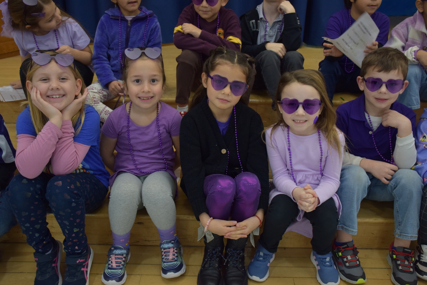 East Quogue Elementary School students wore purple to show their commitment to spreading love and kindness on P.S. I Love You Day.