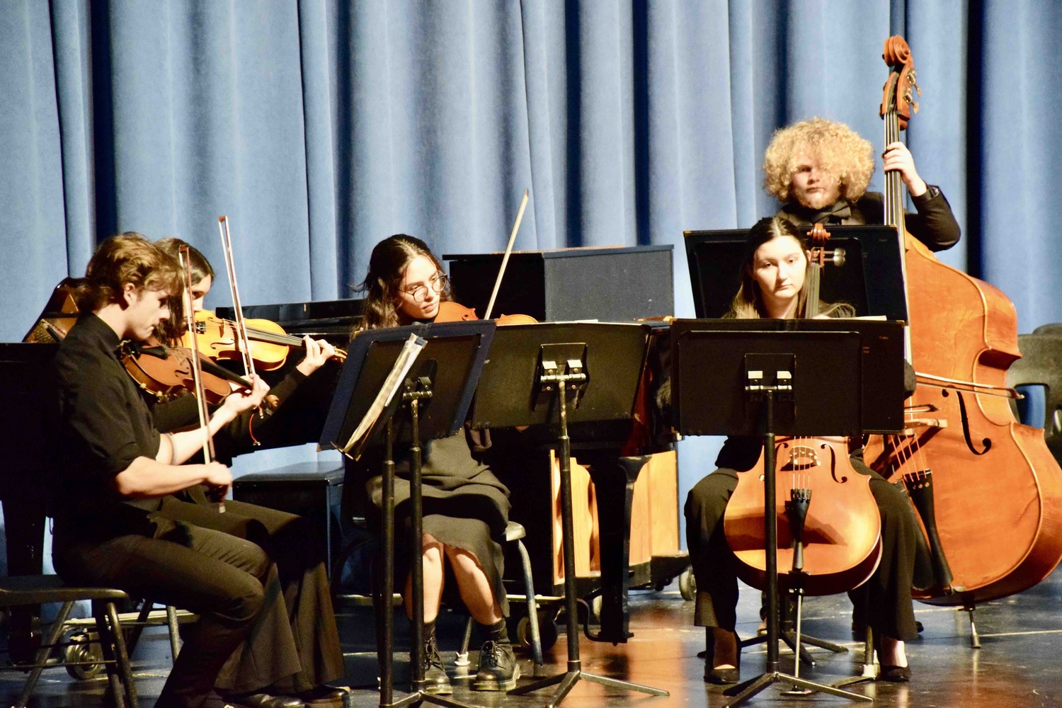 Advanced orchestral students performed in a quintet during Eastport-South Manor Central School District’s recent Night of 1,000 Strings event. COURTESY EASTPORT-SOUTH MANOR SCHOOL DISTRICT