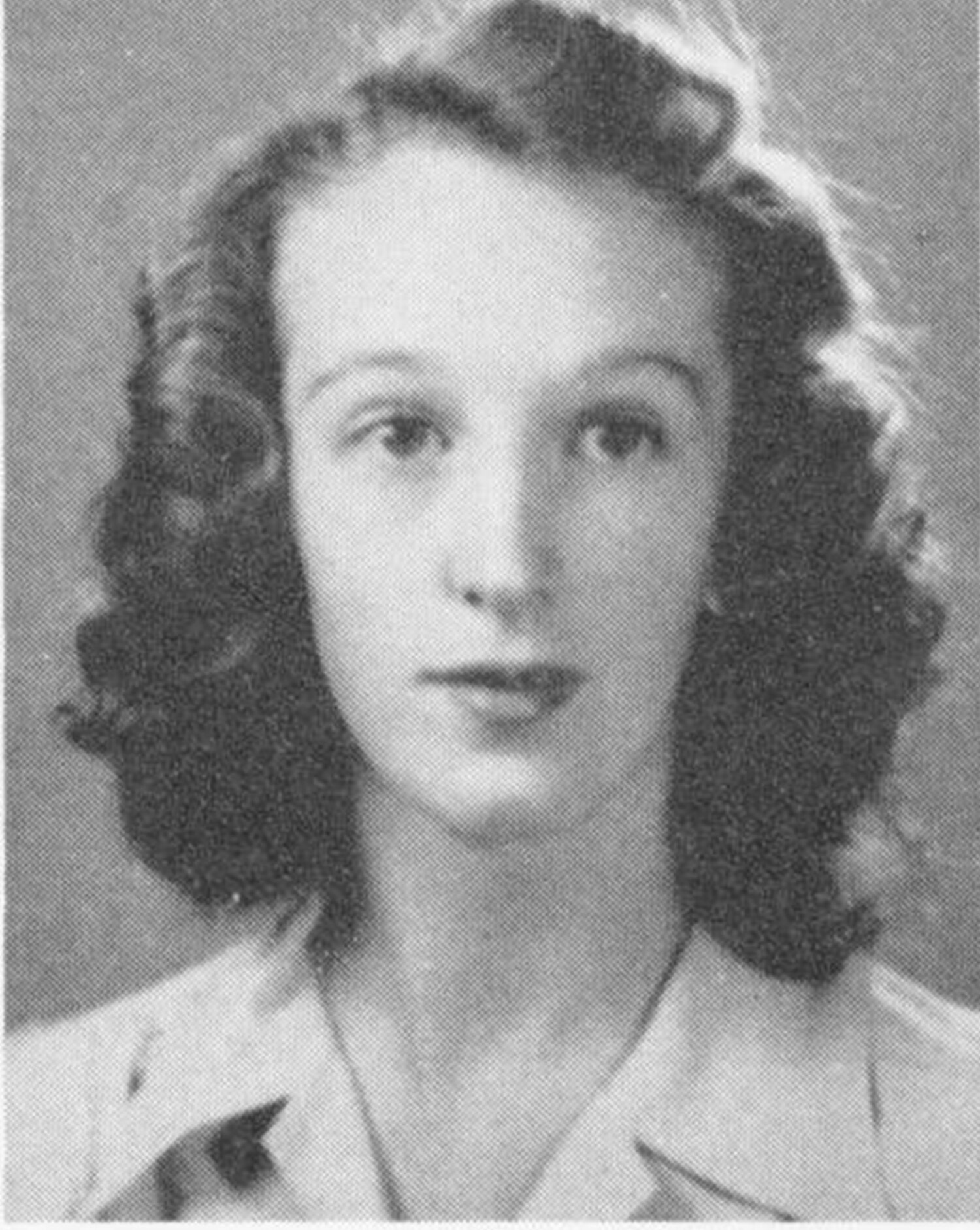 June Steinecke in her senior class photo at Patchogue High School in 1945. The description under her photo says, 