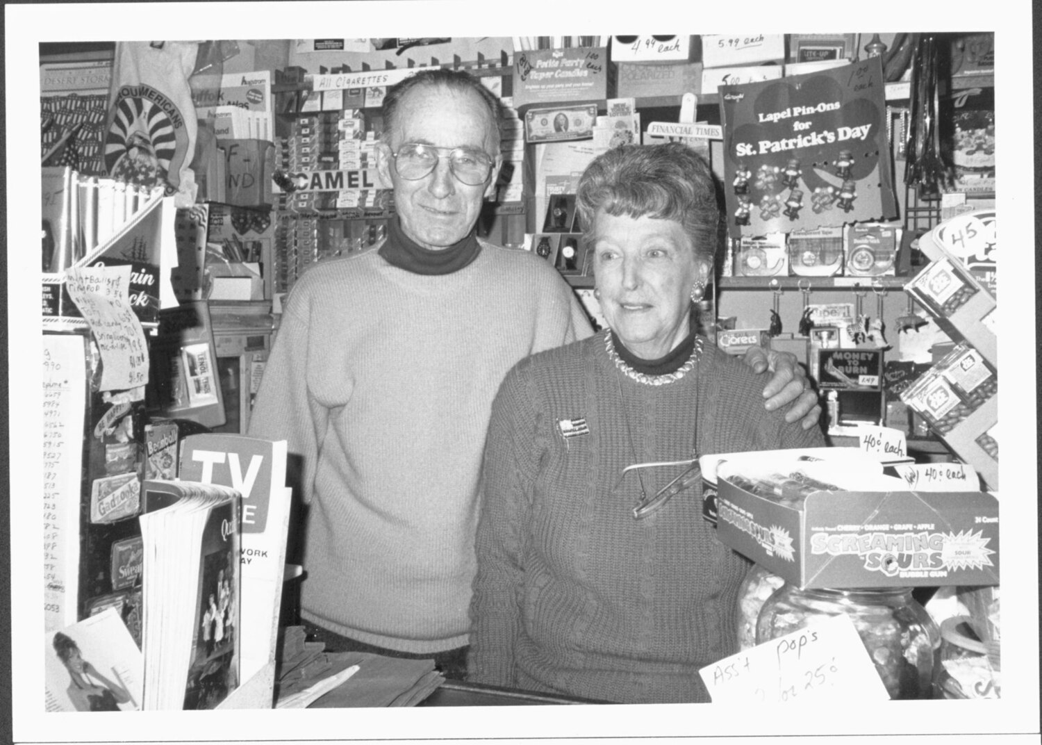 Harvey and June Morris behind the counter at the Penny Candy Shop in April of 1991.