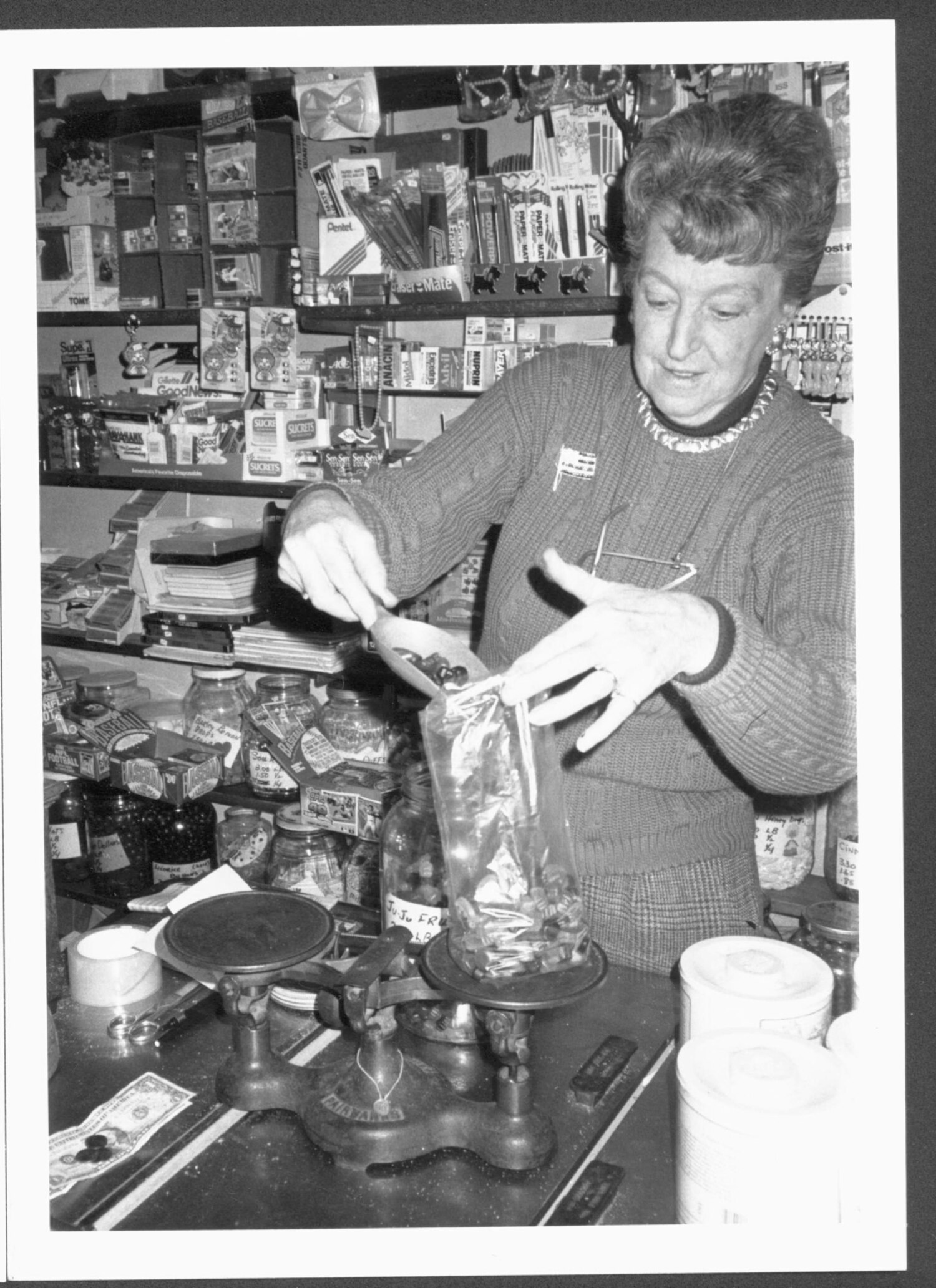 June Morris behind the counter at the Penny Candy Shop in April of 1991.