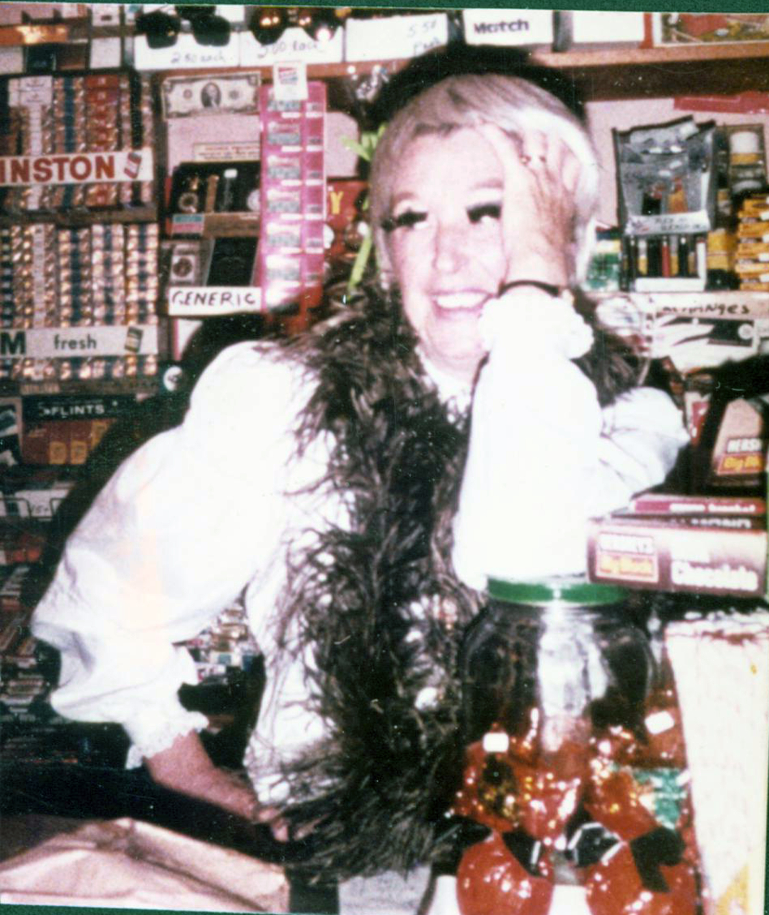 June Morris dressed for Halloween at the store in October 1984.