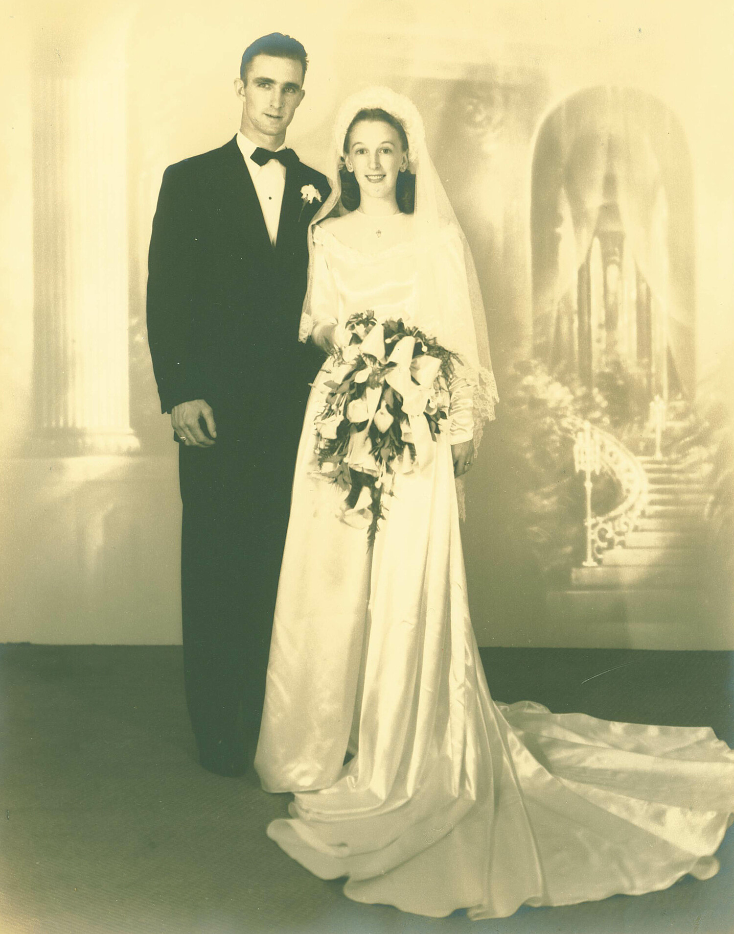 June and Harvey Morris on their wedding day on June 20, 1948.