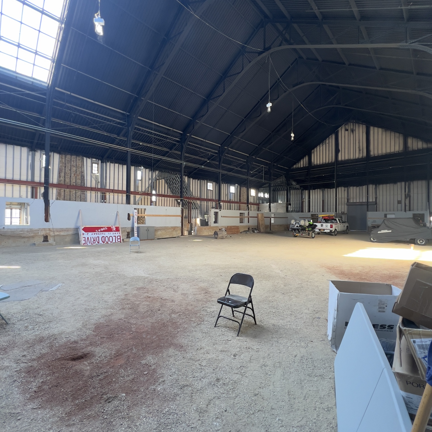 Half of the current Montauk Playhouse building has stood empty since the other half was renovated in 2006, awaiting the vision of a community swimming pool facility that is now coming to fruition. DOUG KUNTZ
