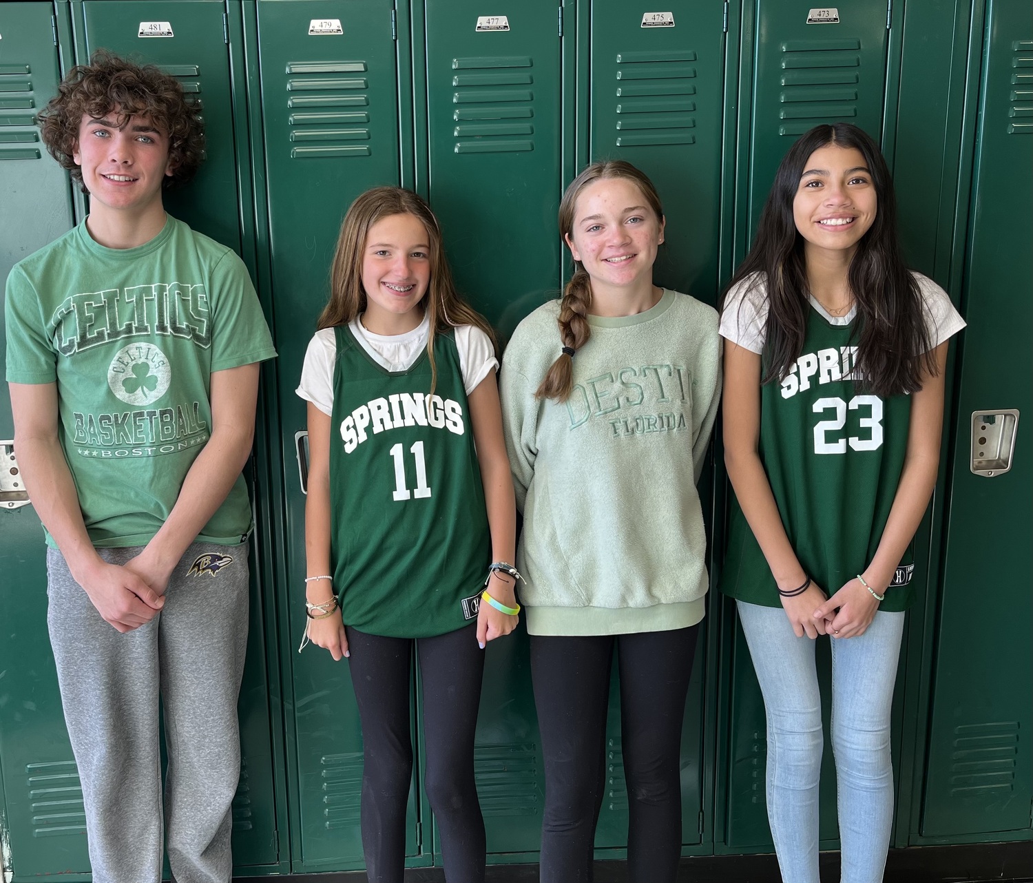 Seventh graders wear green to support Kearney and her family.