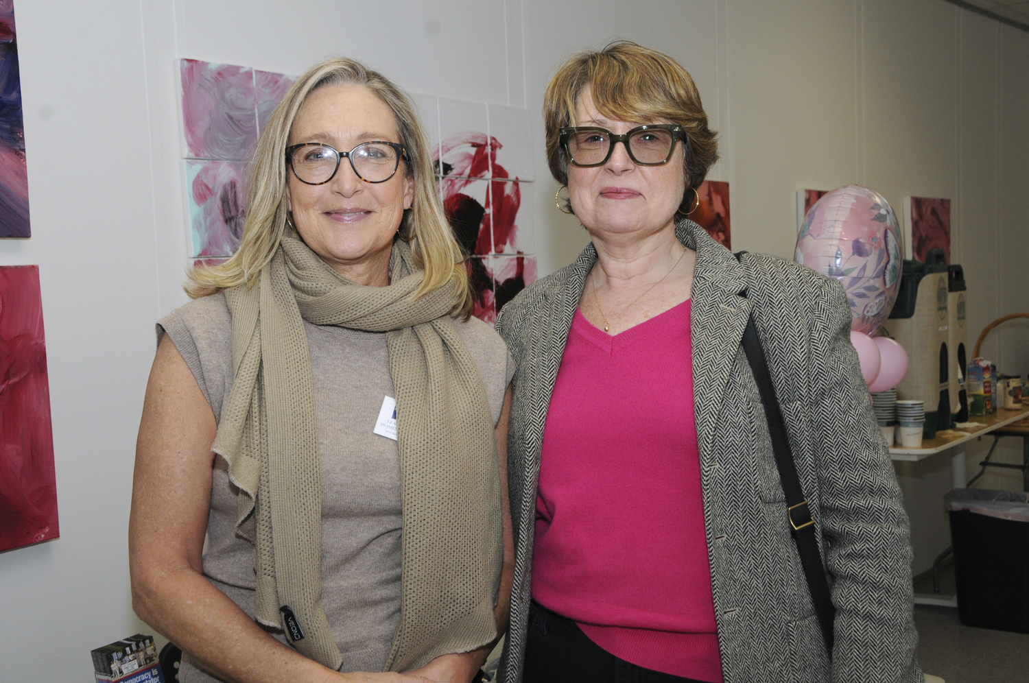 Former Suffolk County Legislator Bridget Fleming and East Hampton Town Supervisor Kathee Burke-Gonzalez at the League of Women Voters of the Hamptons, Shelter Island and The North Fork education event  in honor of  Women’s History Month at LTV Studios. The purpose of the afternoon was to raise awareness about 