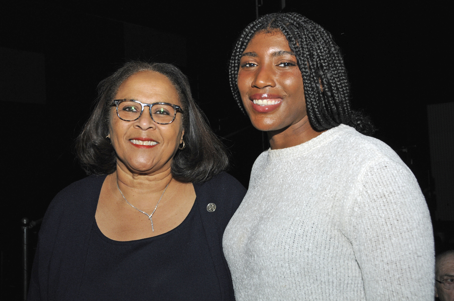 Panelist The Honorable Margie Bright Matthews with Mattison Matthews at the League of Women Voters of the Hamptons, Shelter Island and The North Fork education event  in honor of  Women’s History Month at LTV Studios. The purpose of the afternoon was to raise awareness about 