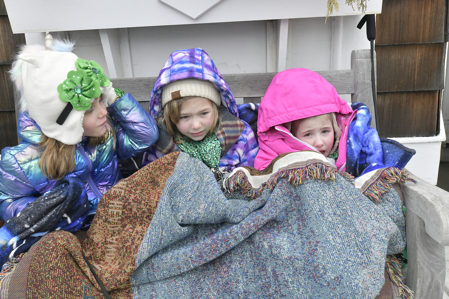 Ainsley, Emmie and Charlotte Salmaggi at the Westhampton Beach St. Patrick's Day Parade on Saturday.