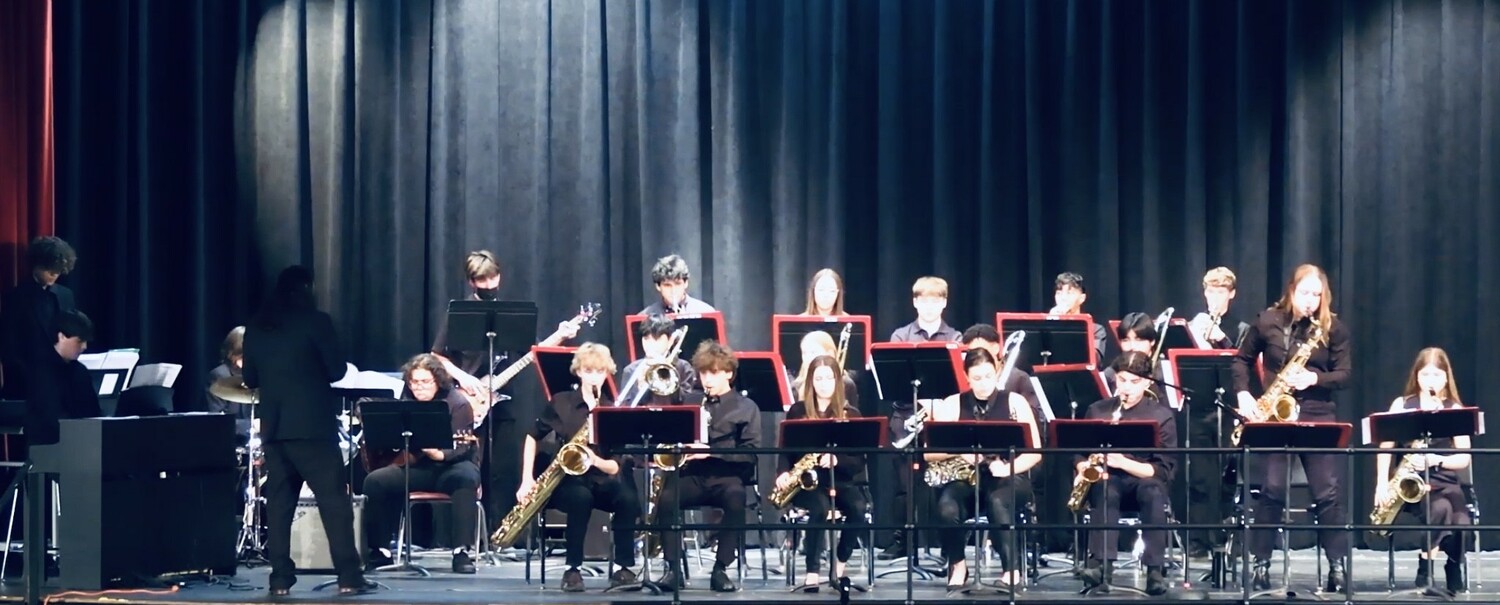East Hampton High School Jazz Band during a performance conducted by Christopher Mandato. COURTESY EHHS