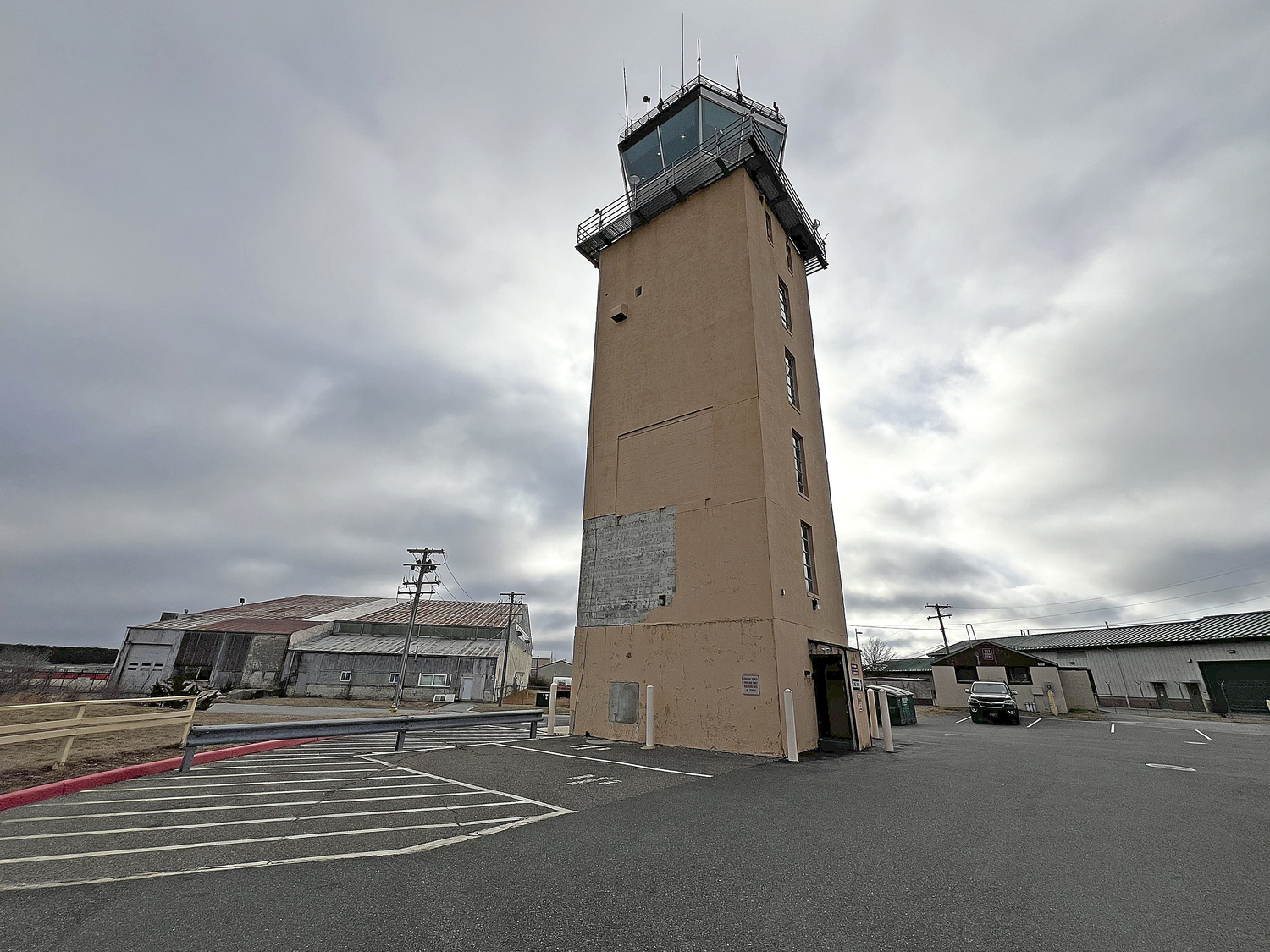 The WWII-era control tower at Gabreski will be demolished once the new tower is built nearby.  DANA SHAW