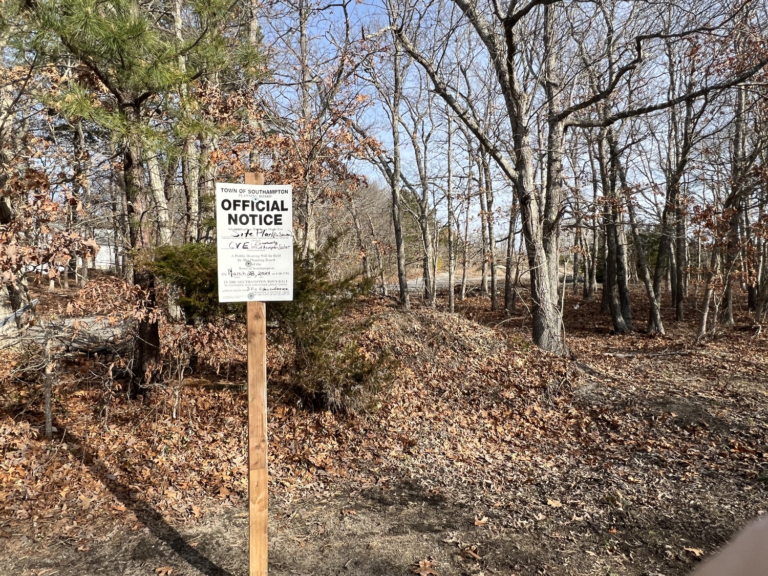 The site of the proposed solar array on Quiogue. The  property, once a department of public works yard, is owned by the Village of Westhampton Beach, which leased it to the solar developer last year. BILL SUTTON