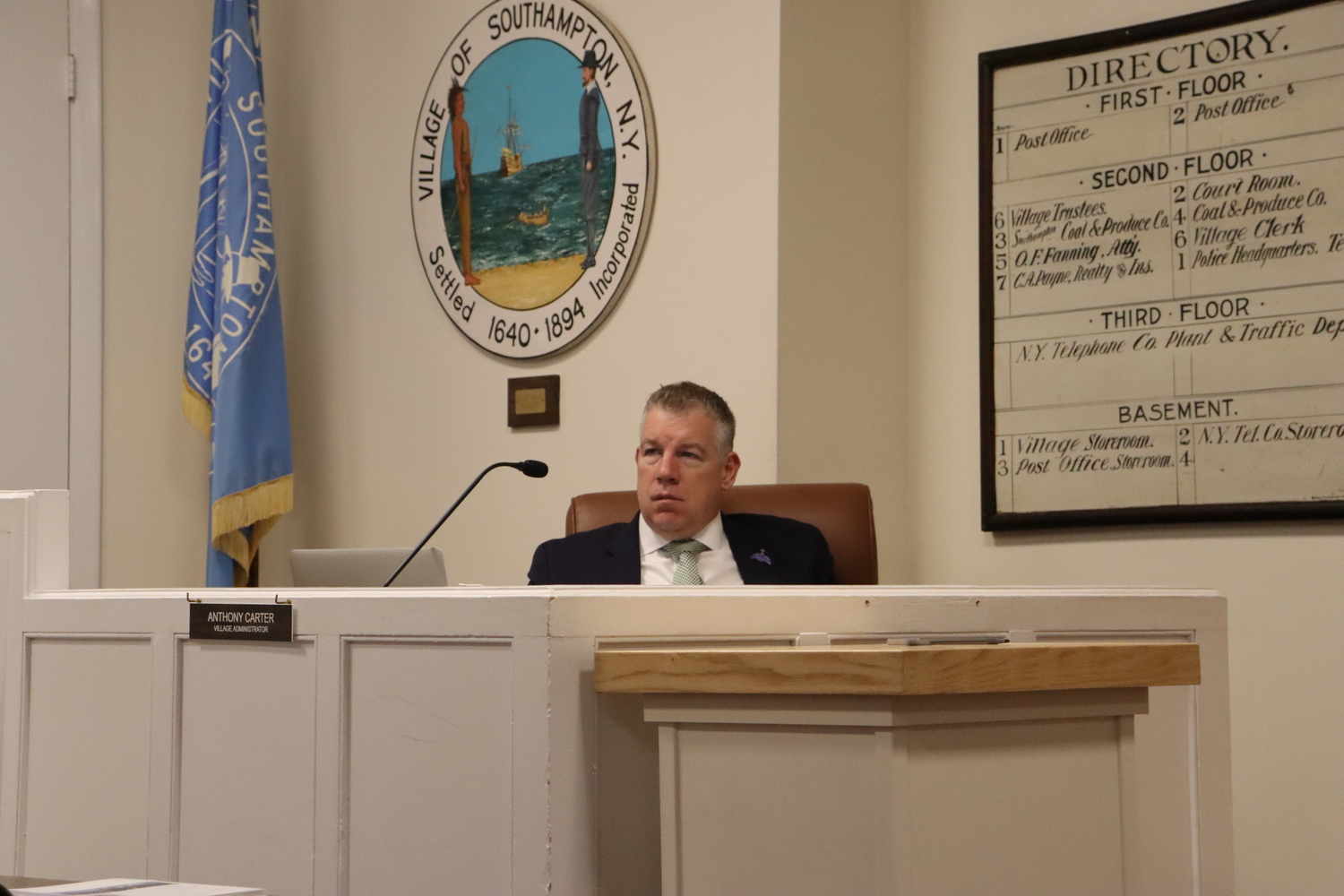 Southampton Village Administrator Anthony Carter. The village has not inked a contract with him yet because it is waiting for the county to issue a 211 waiver that would allow him to continue to collect his pension while continuing to work for the village. CAILIN RILEY