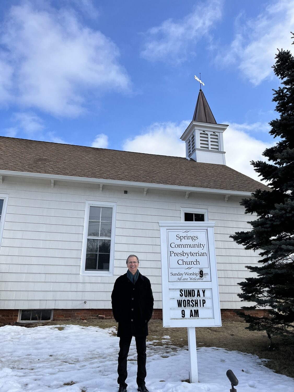 Pastor Adrian Pratt in his new home at the Springs Community Presbyterian Church. ELIZABETH VESPE