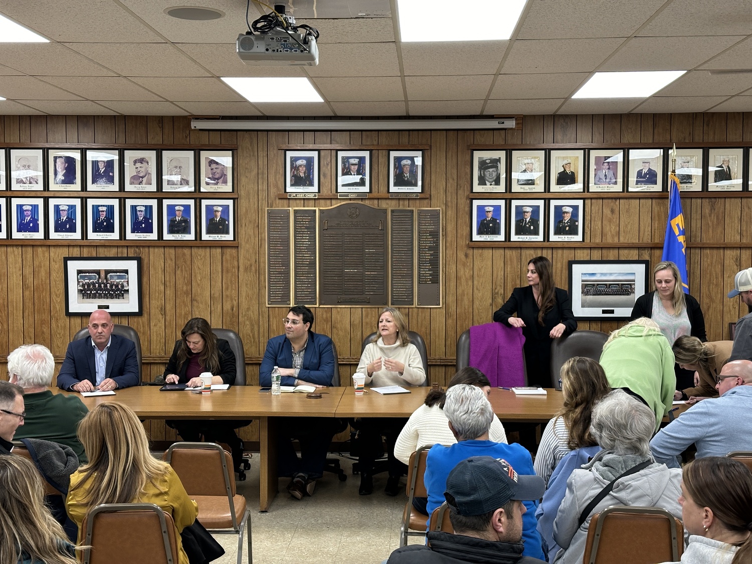 A crowd of 100 Eastport residents came out to the Eastport firehouse on March 13 to hear about plans for the mobile home park of Old Country Road and share their concerns.  BRENDAN J. O'REILLY