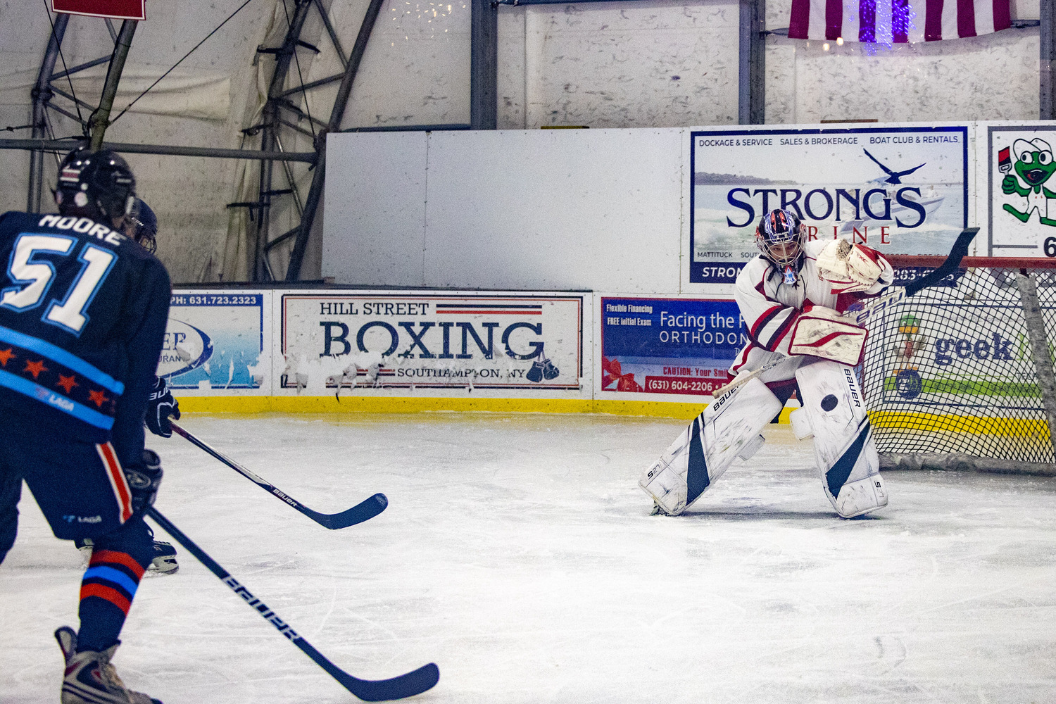 Southampton Ice Rink hosted the annual Battle of the Badges hockey game between the Southampton Fire Department and Southampton Village Police Department on Sunday evening. Proceeds went to the winning team's charity of choice. The police defeated the firefighters, 10-8.    MICHAEL O'CONNOR