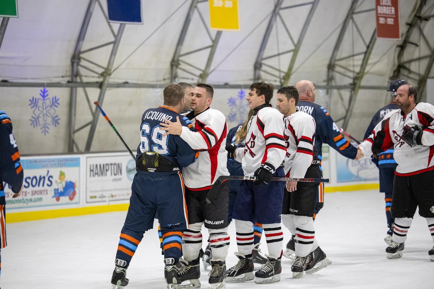 Southampton Ice Rink hosted the annual Battle of the Badges hockey game between the Southampton Fire Department and Southampton Village Police Department on Sunday evening. Proceeds went to the winning team's charity of choice. The police defeated the firefighters, 10-8.    MICHAEL O'CONNOR