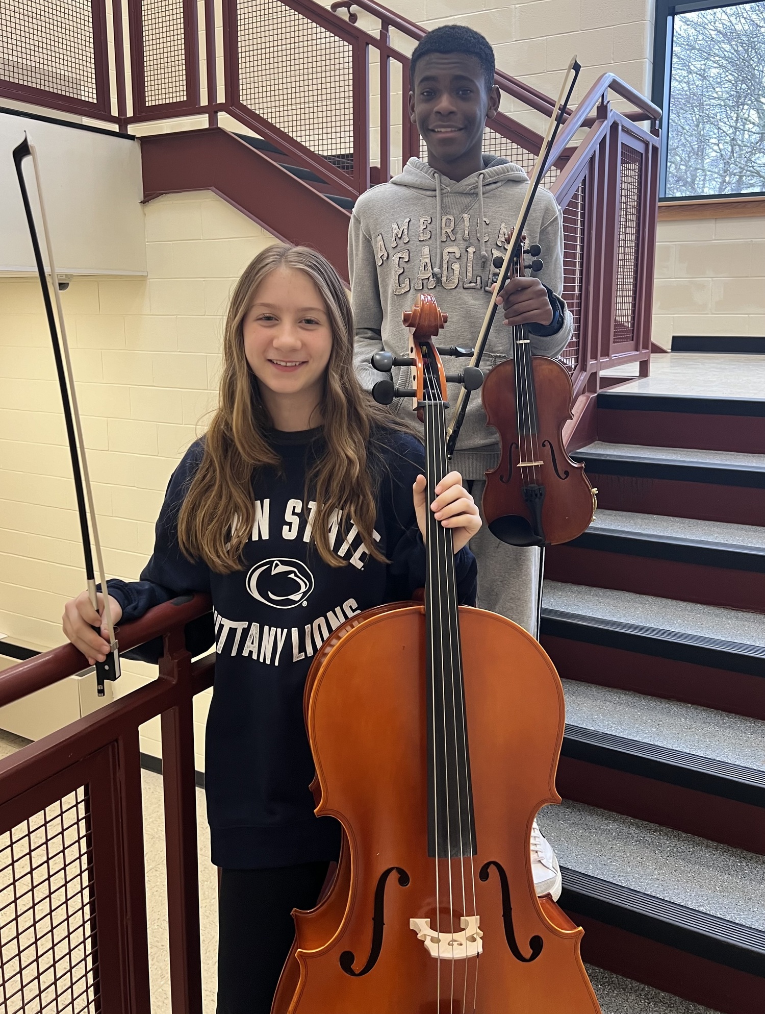 Southampton Intermediate School students
Leah Hayden and Tristyn Sammy were awarded the 2024 Suffolk County Music Educators’ Association scholarship for private lessons. Both students were accepted into and participated in all three all-county music festivals — HMEA, LISFA and SCMEA. Hayden also secured the first chair cello position at the LISFA Suffolk Intermediate Festival. COURTESY SOUTHAMPTON SCHOOL DISTRICT