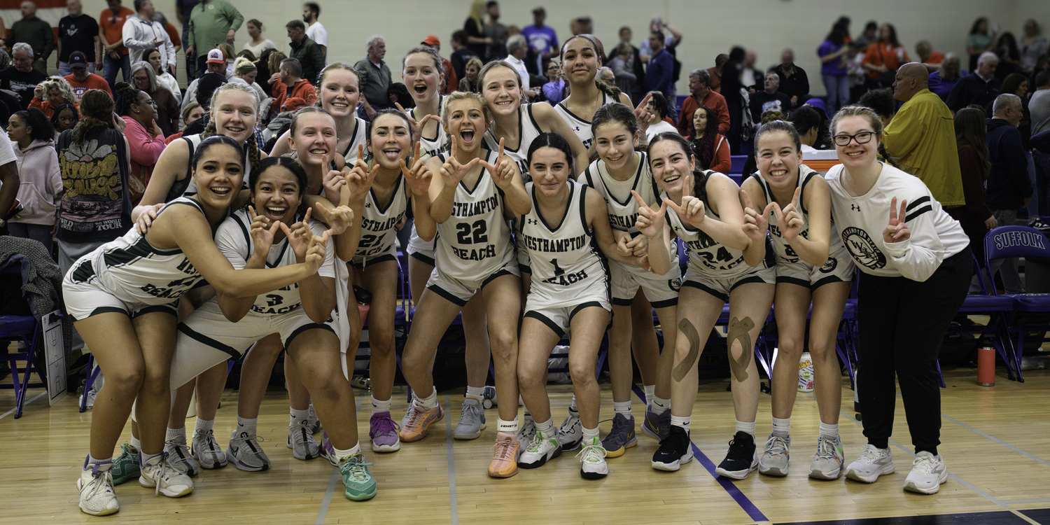 Westhampton Beach's girls basketball team secured its first Suffolk County Class AA championship title with a 47-41 win over Bellport. MARIANNE BARNETT