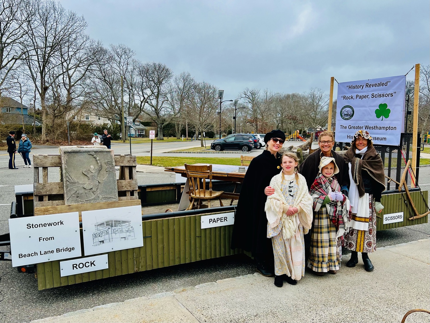 The Westhampton Beach Historical Society put history on display with its float in the annual Westhampton Beach St. Patrick's Day Parade. COURTESY WESTHAMPTON BEACH HISTORICAL SOCIETY