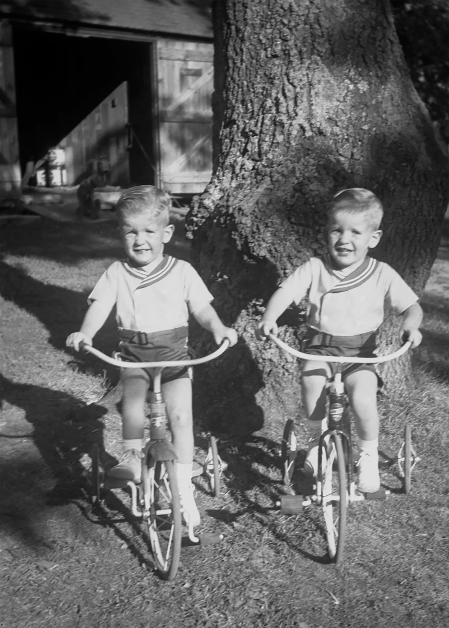 The Browngardt twins, as children, and on their 85th birthday. COURTESY THE BROWNGARDT FAMILY