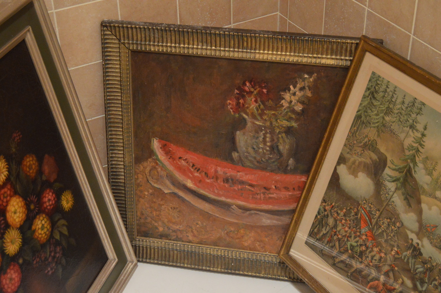 Restored paintings emerge from nearly every nook and cranny of the Di Benedetto home. TOM GOGOLA