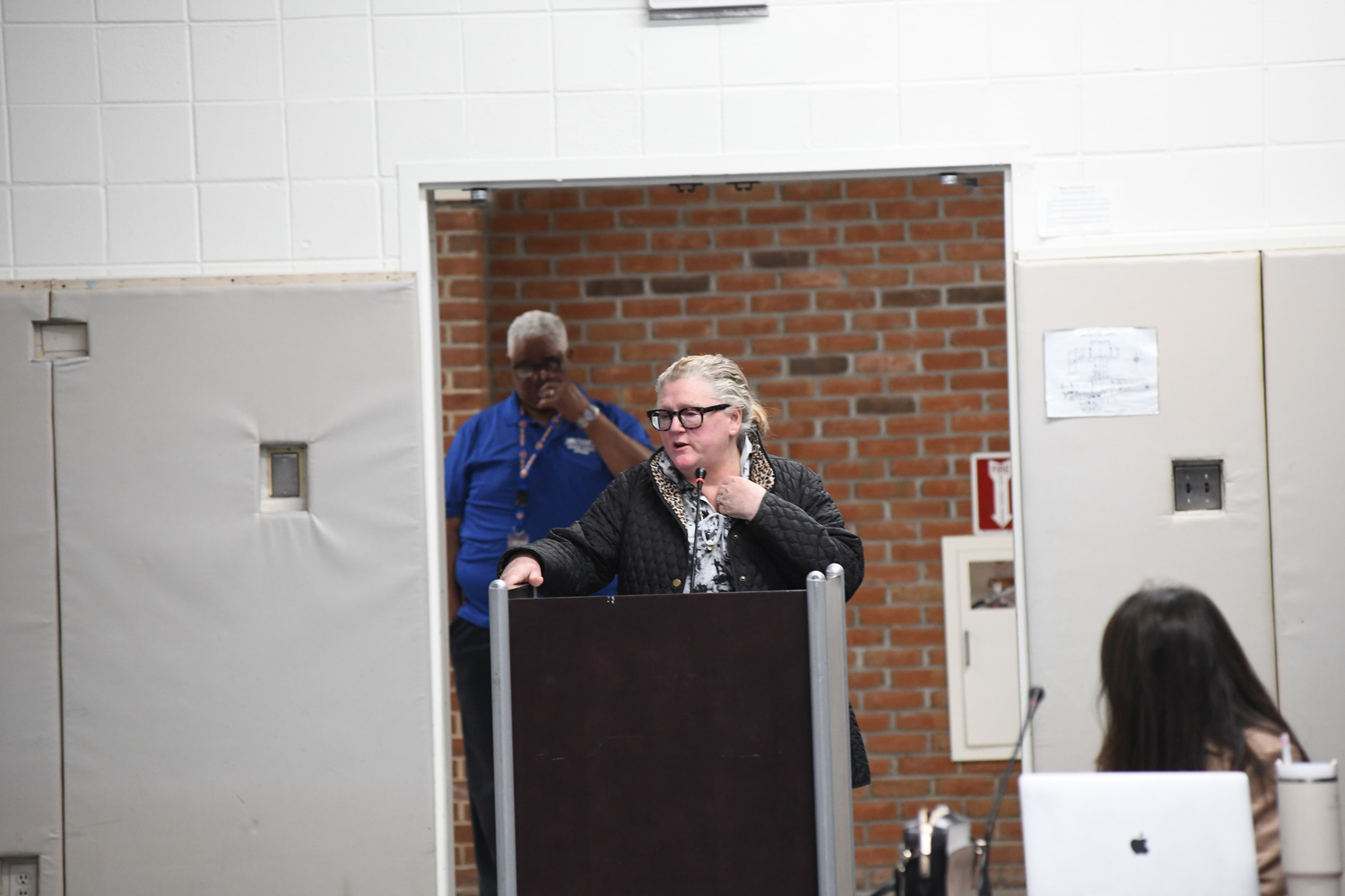 A parent voices her concerns about the appointment of Dr. Fatima Morrell as the next superintendent of schools at the Southampton Union Free School District. DOUG KUNTZ