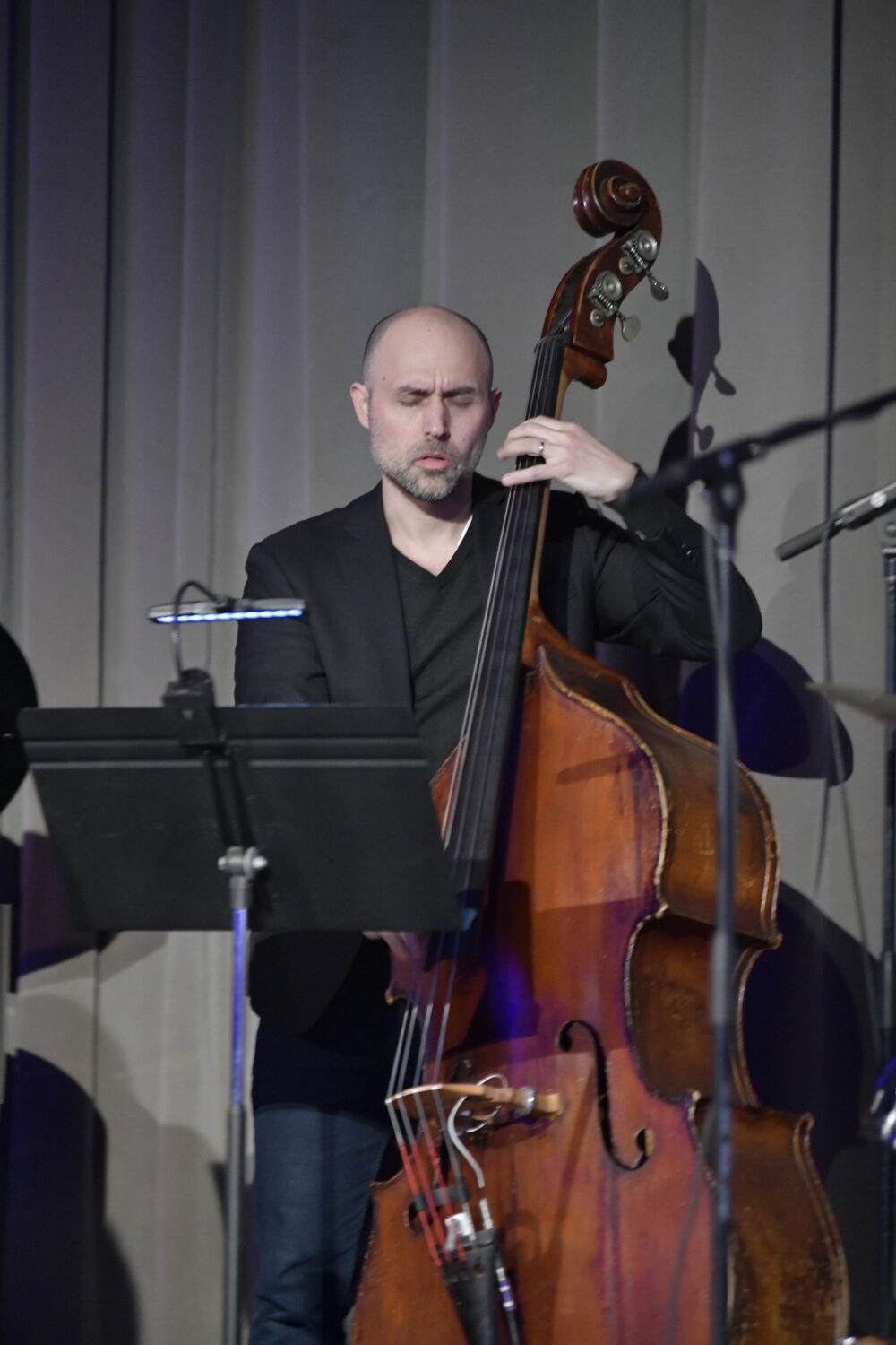 Bassist Peter Brendler with Stacy Dillard at the Southampton Arts Center on February 17.   DANA SHAW