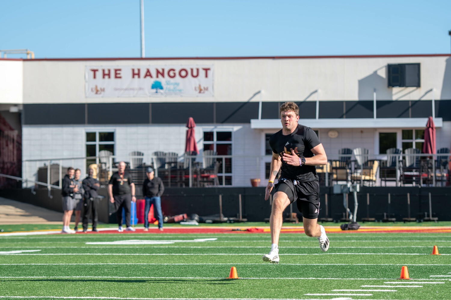 Nolan Quinlan working out during his Pro Day at the University of Louisiana-Monroe a few weeks back.   ERIKA MCCRYSTAL/ULM ATHLETICS