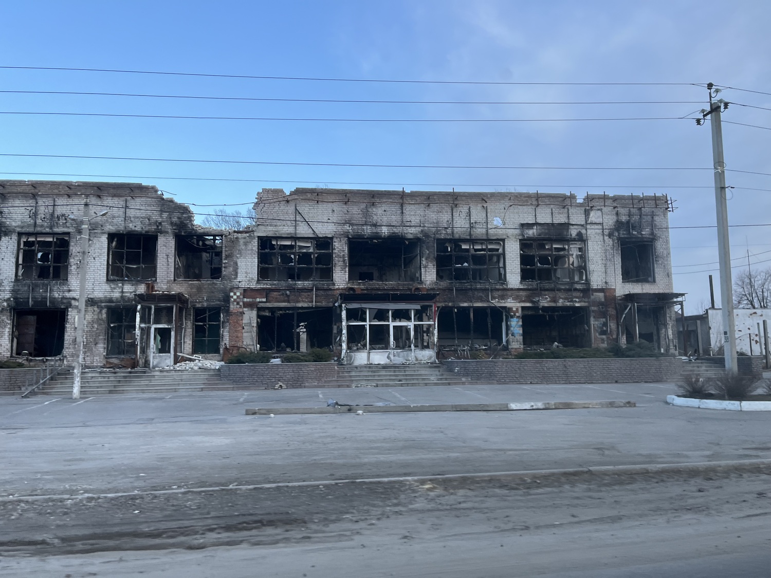A badly damaged building in Ukraine. COURTESY JOHN REILLY