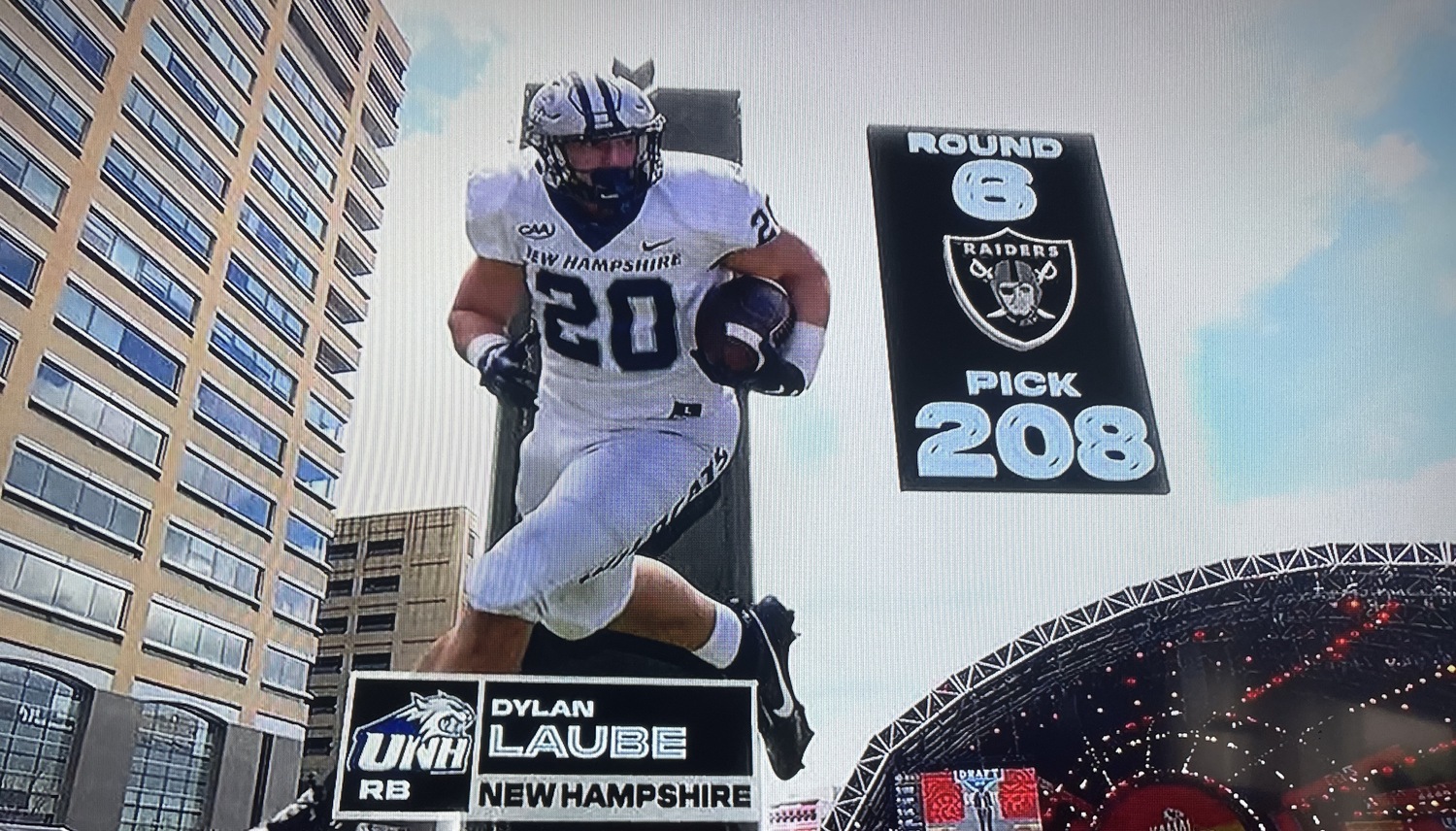Dylan Laube as featured by ESPN when he was drafted in the sixth round by the Las Vegas Raiders on Saturday.