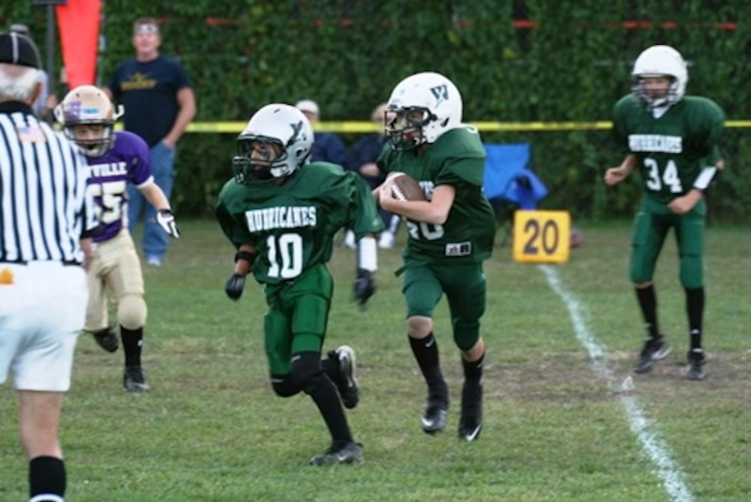 Dylan Laube playing youth football.