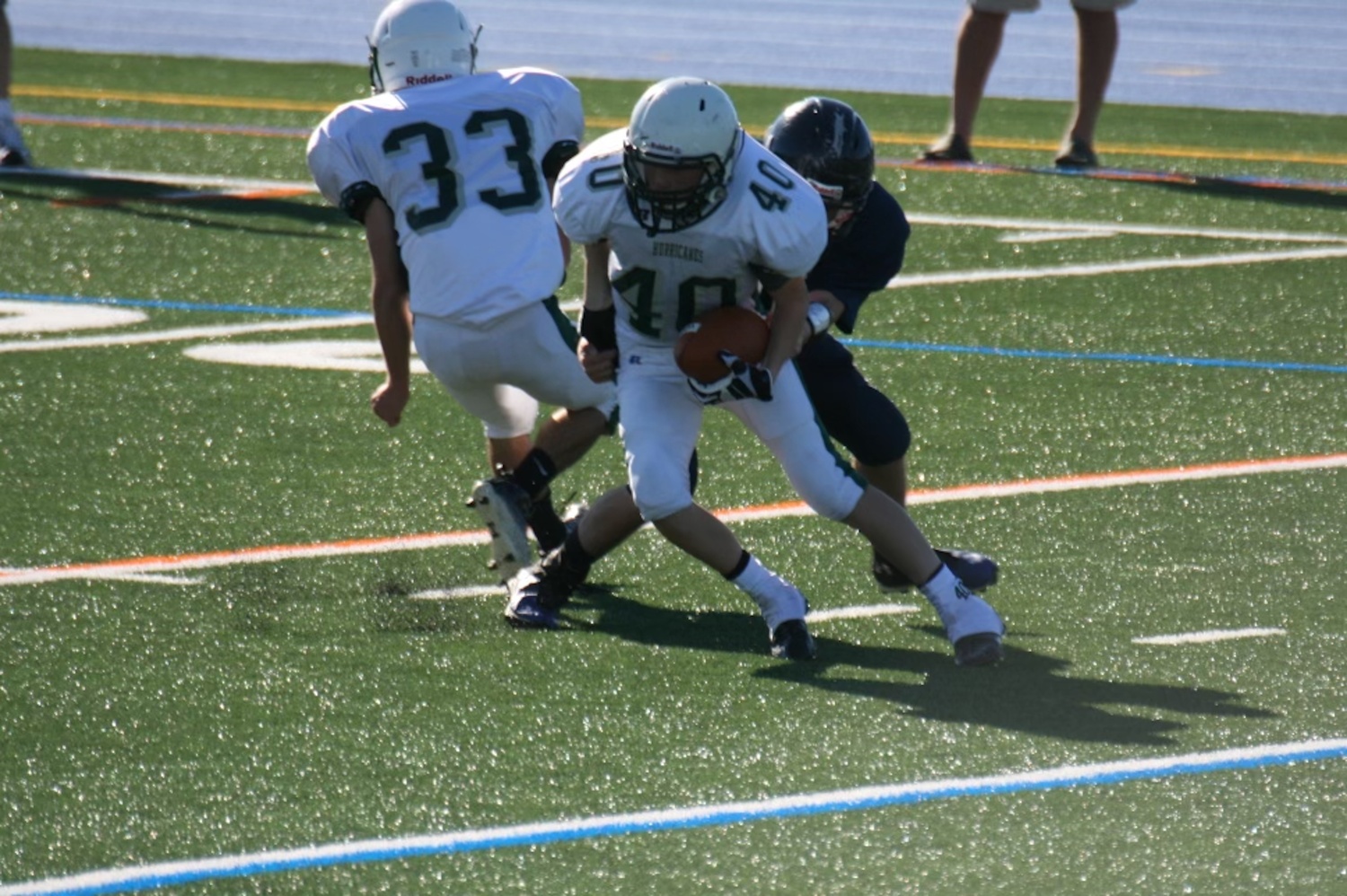 Dylan Laube playing middle school football.