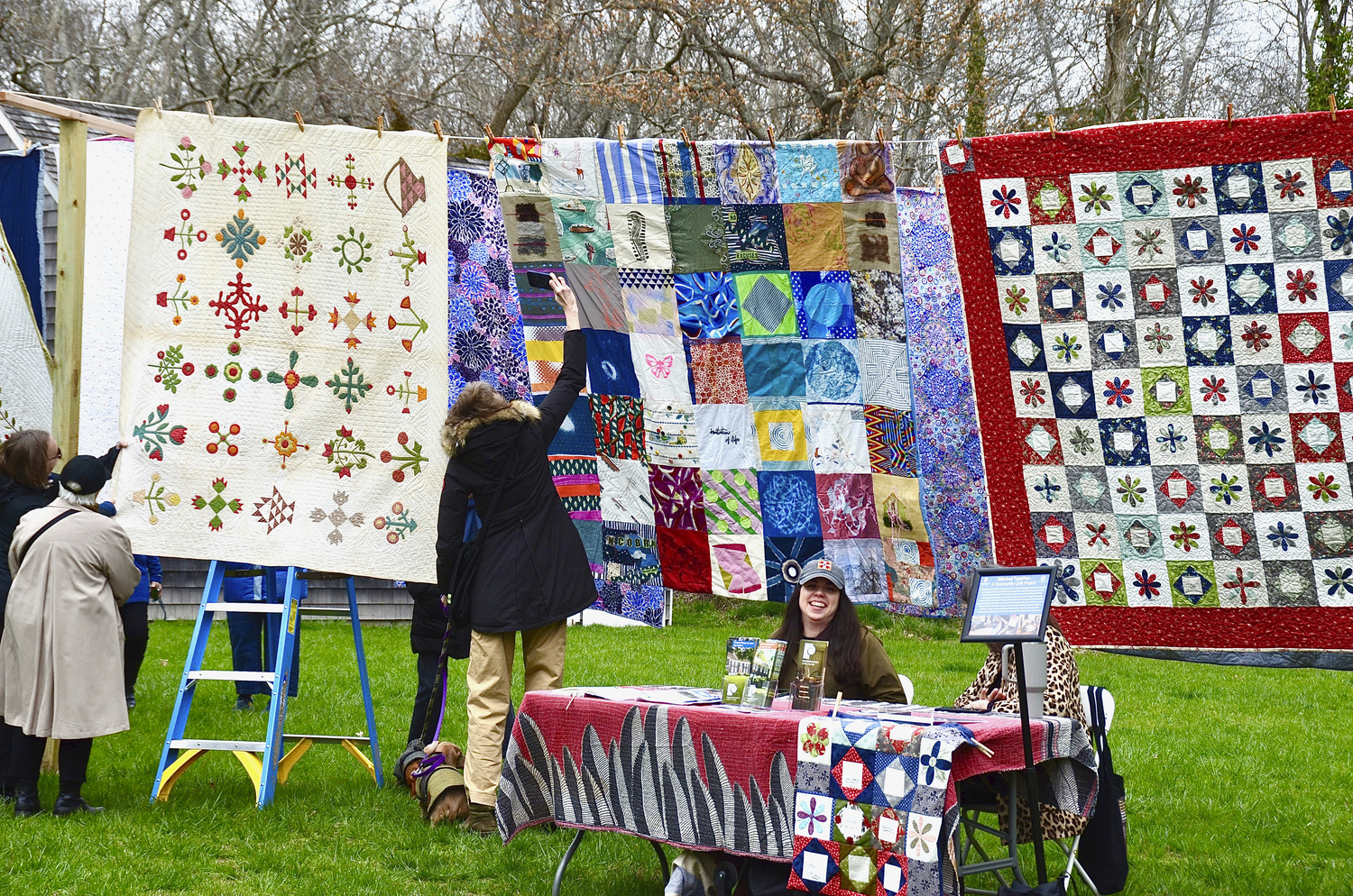 The Arts Center at Duck Creek in Springs hosted the Airing of Quilts on Saturday. The event was organized by Louise Eastman and Erica-Lynn Huberty and featured. among others, a bedspread made by Stella Mae McClure Pollock, crafted from Jackson Pollock’s clothing and a quilt by one of Gee’s Bend’s renowned quilters, Leola Pettway.   KYRIL BROMLEY
