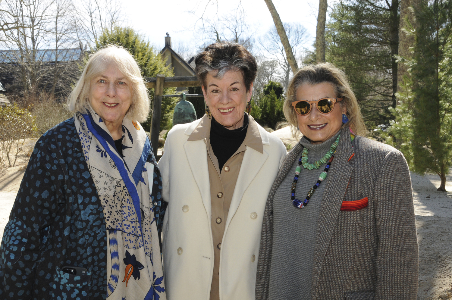 Lys Marigold, Dianne Benson and Sherri Donghia at LongHouse Reserve in East Hampton on Saturday for opening day, 