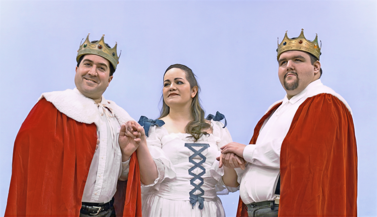 Phyllis (Kara Vertucci) with Lord Mountararat (Kenneth Kopolovicz, left) and Lord Tolloller (Richard Risi) in a scene from 